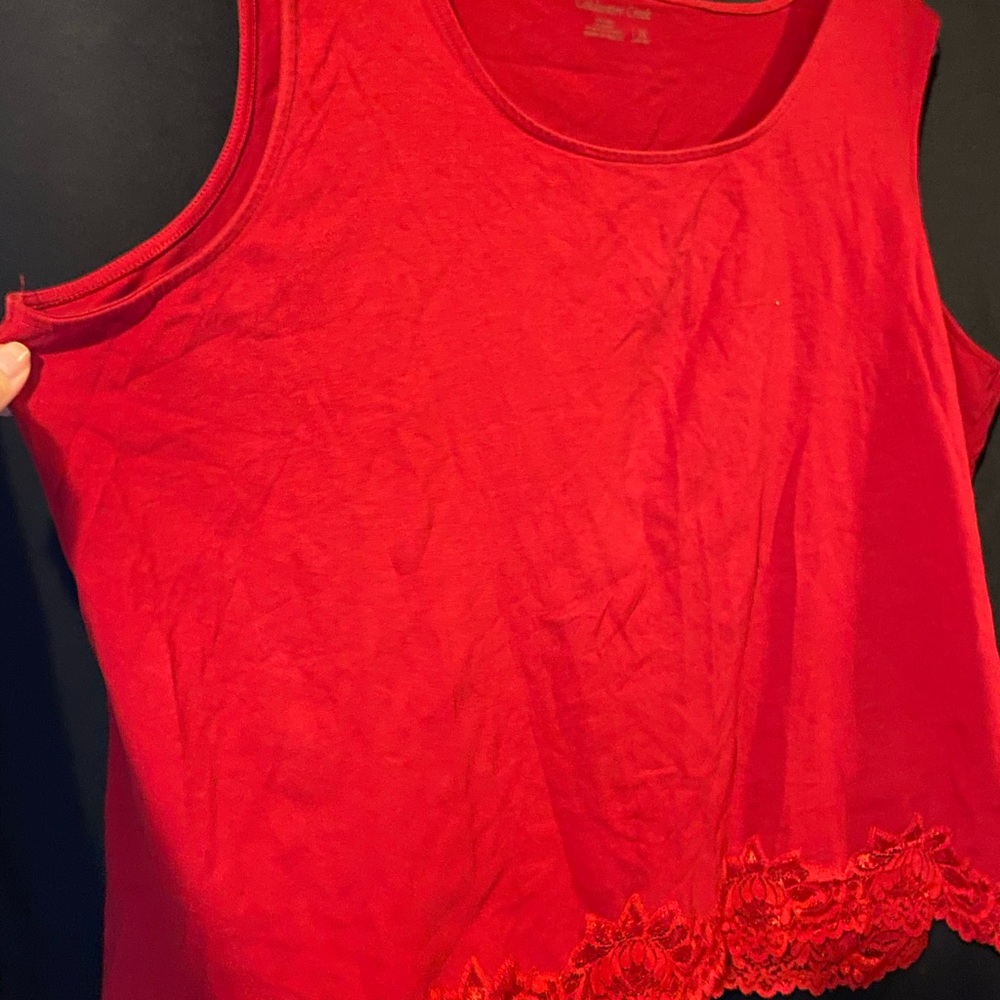 Red Coldwater Creek Womens Tank Top with lace